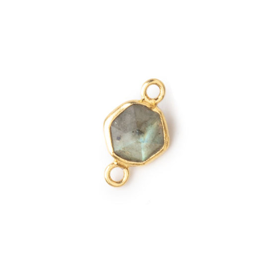 6.5mm Vermeil Bezel Labradorite Hexagon double pavilion facet Connector 1 piece