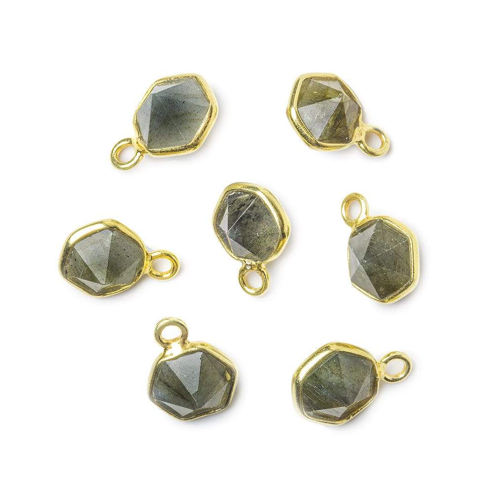 6.5mm Vermeil Bezel Labradorite Hexagon double pavilion facet Pendant 1 piece