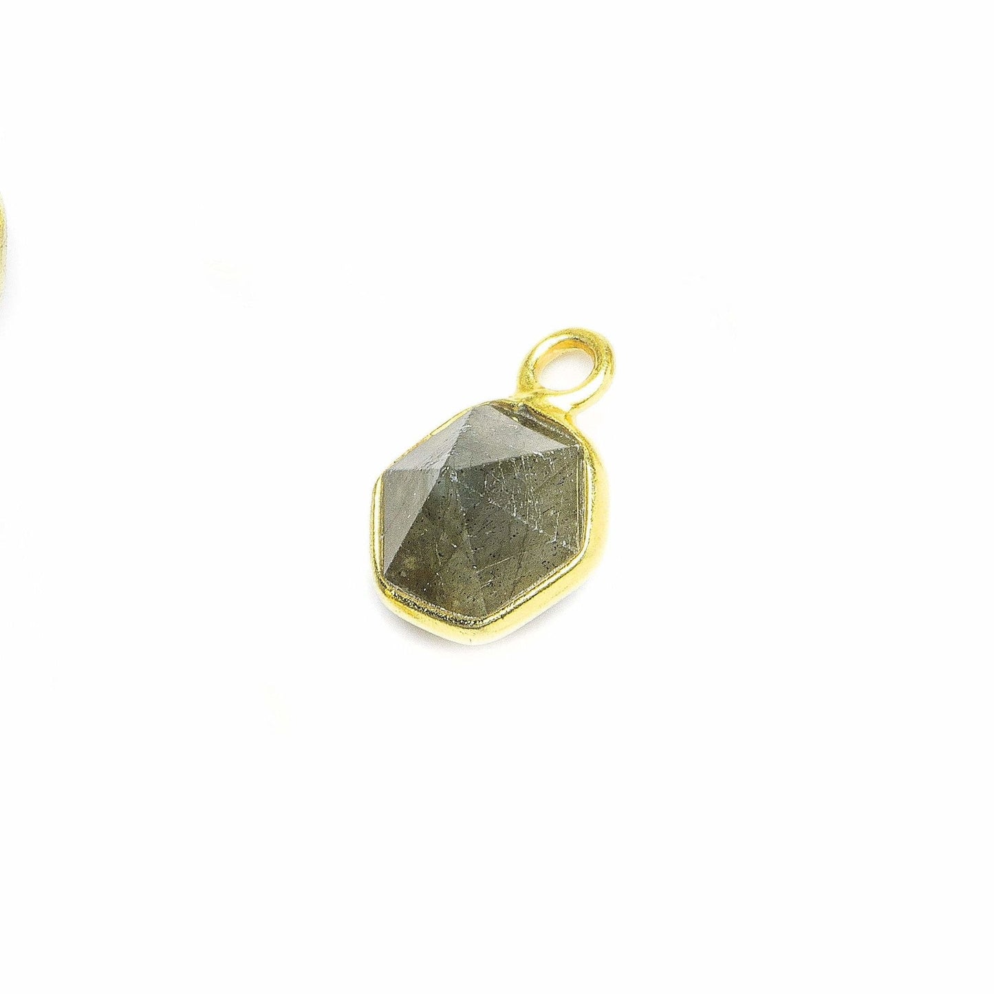 6.5mm Vermeil Bezel Labradorite Hexagon double pavilion facet Pendant 1 piece