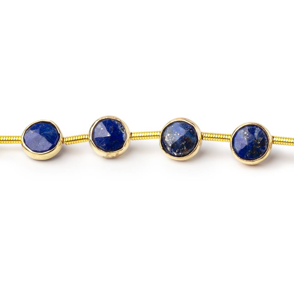 6.5mm Vermeil Bezel Lapis Lazuli Faceted Coin Strand 19 Beads