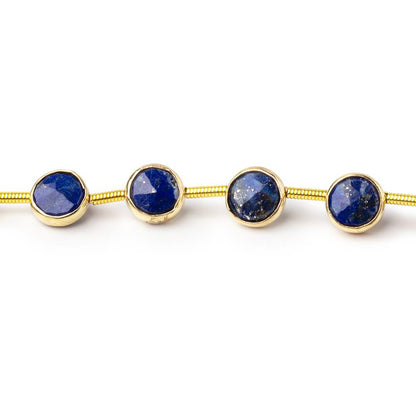 6.5mm Vermeil Bezel Lapis Lazuli Faceted Coin Strand 19 Beads