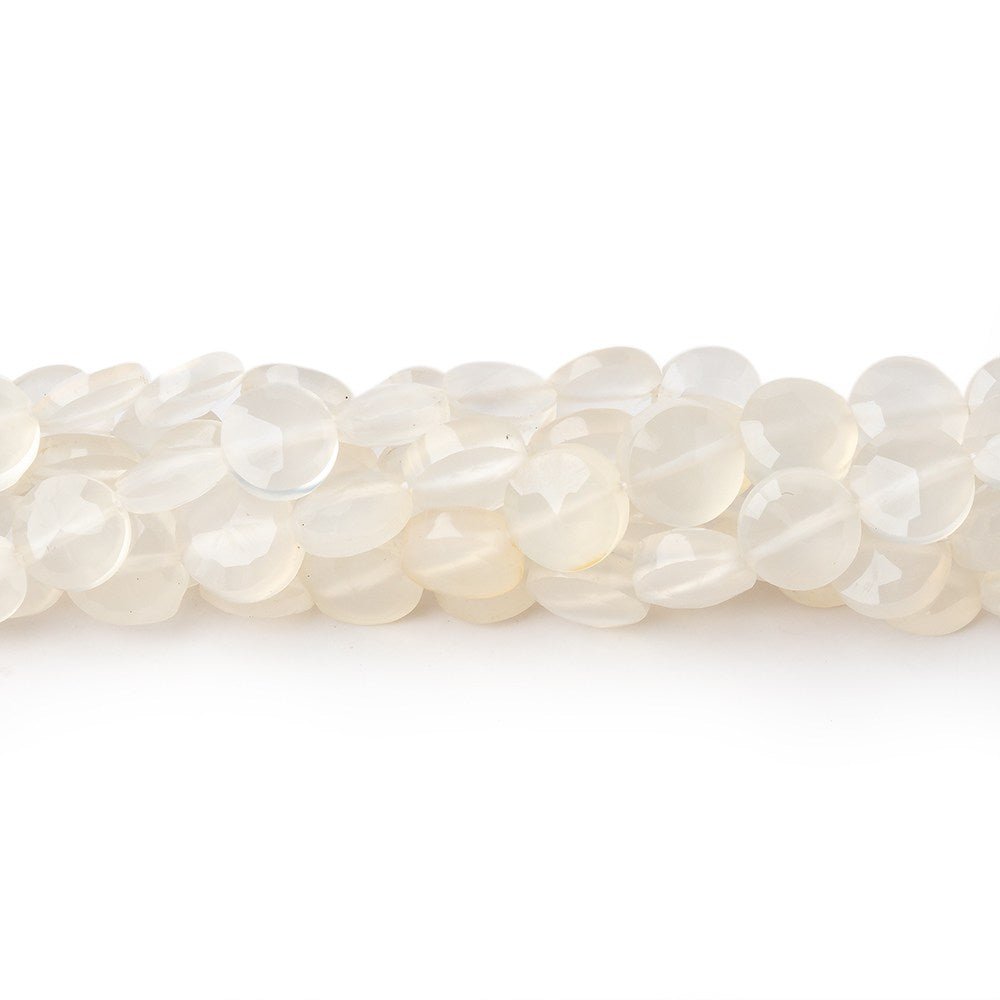 6.5mm White Chalcedony Faceted Coin Beads 13 inch 50 pieces