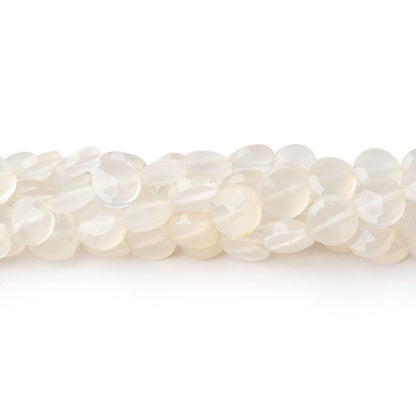 6.5mm White Chalcedony Faceted Coin Beads 13 inch 50 pieces