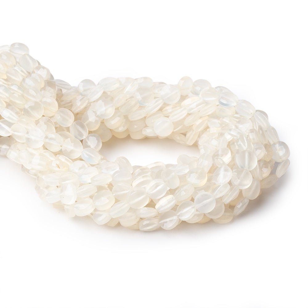 6.5mm White Chalcedony Faceted Coin Beads 13 inch 50 pieces