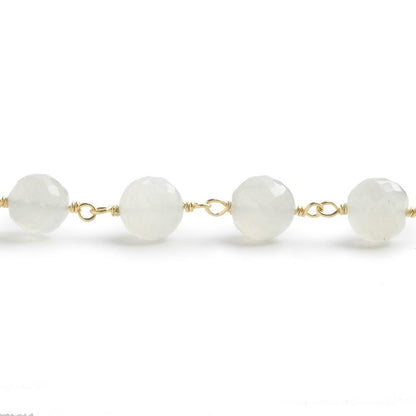 6.5mm White Moonstone faceted round Vermeil Chain by the foot 24 pieces