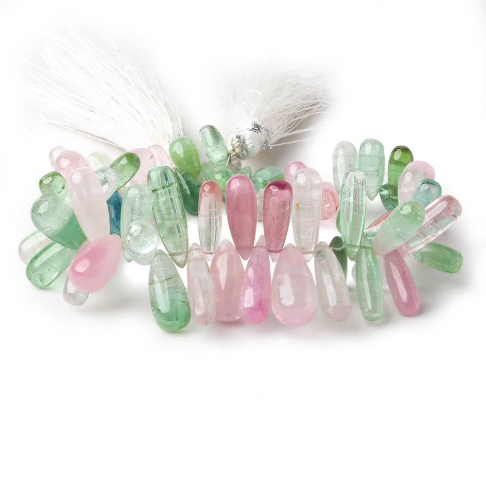 6.5x4.5-15x7mm Multi-Color Afghani Tourmaline plain tear drops 7 inch 65 beads AAA