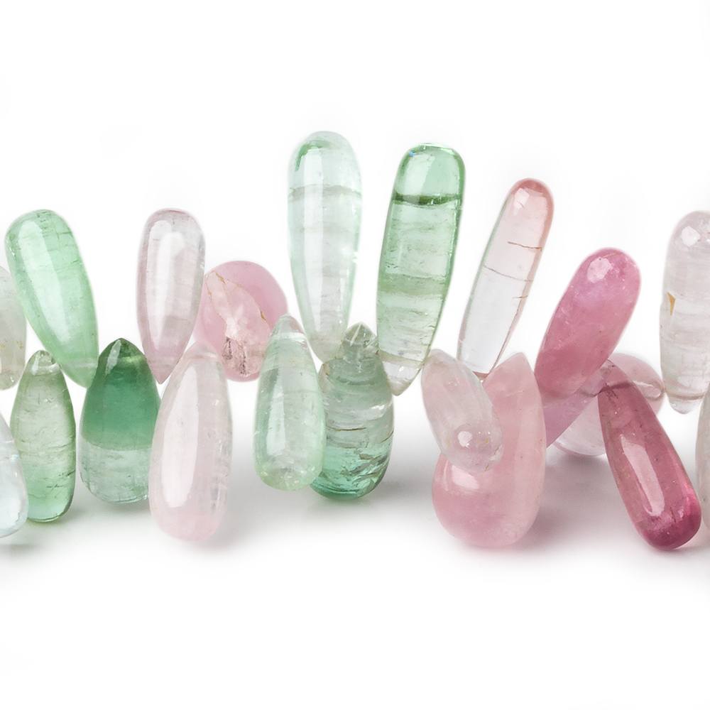 6.5x4.5-15x7mm Multi-Color Afghani Tourmaline plain tear drops 7 inch 65 beads AAA