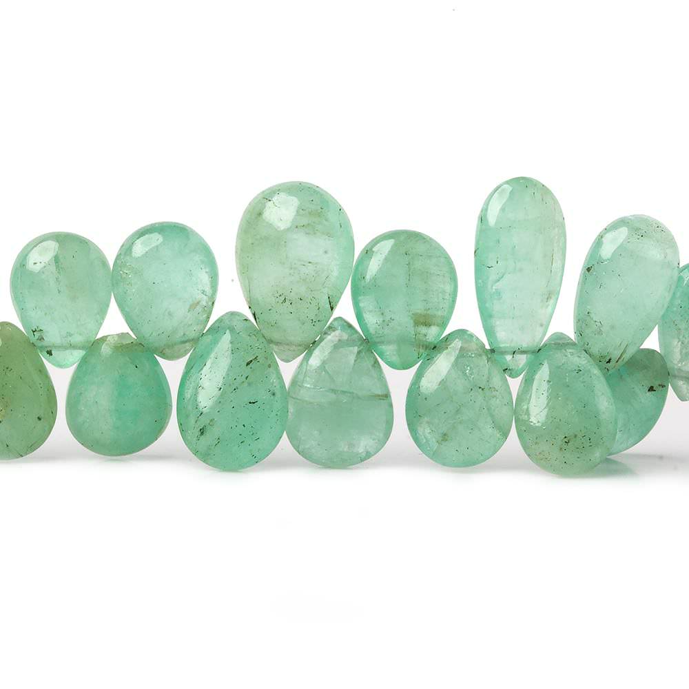 6.5x5-11.5x7.5mm Colombian Emerald plain pears 8 inch 59 beads