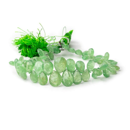 6.5x5-12x8.5mm Tsavorite Garnet Faceted Pear Beads 8 inch 62 pieces AA