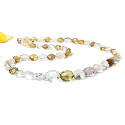 6.5x5-14x10mm Multi-Gemstone checkerboard faceted ovals 18 inch 50 pcs AA