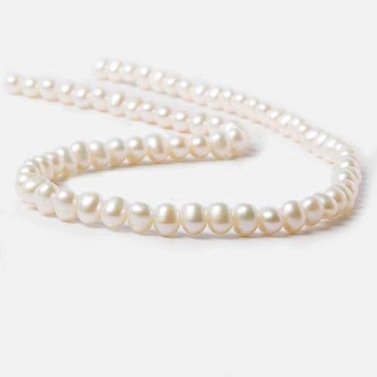 6.5x5-7x5.5mm Cream Side Drilled Oval Freshwater Pearls 16 inch 74 pieces