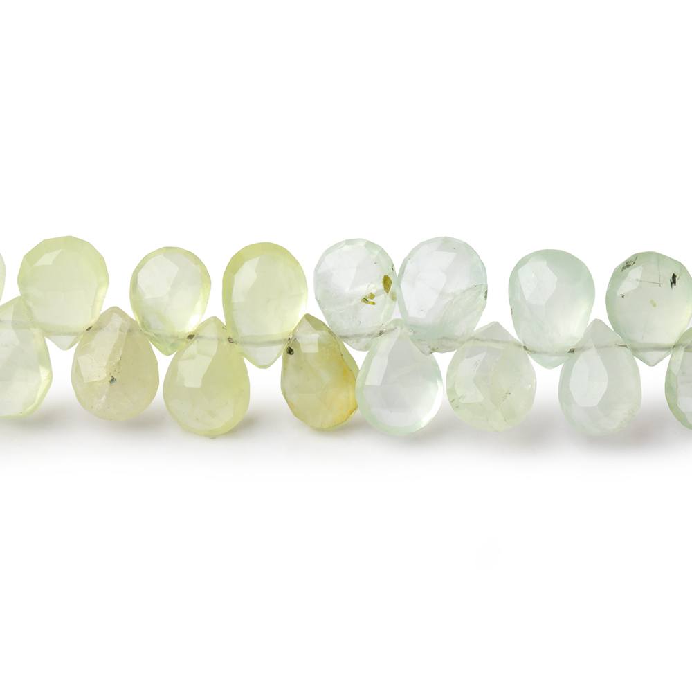 6.5x5-8x5mm Prehnite Faceted Pear Beads 8 inch 65 pieces