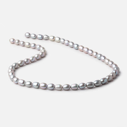8x6mm Silver Straight Drilled Oval Freshwater Pearls 15 inch 52 Beads