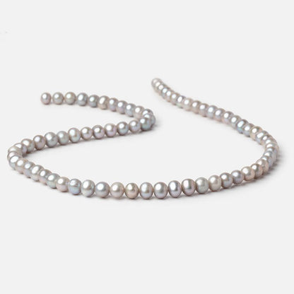 6.5x5.5mm Silver Off Round Freshwater Pearl Beads 16 inch 72 pieces
