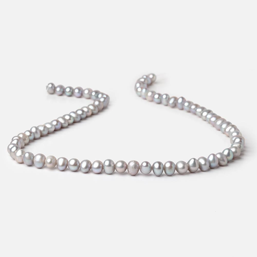 6.5x5.5mm Silver Off Round Freshwater Pearls 16 inch 72 Beads