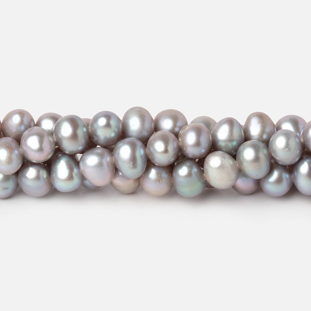6.5x5.5mm Silver Off Round Freshwater Pearls 16 inch 72 Beads