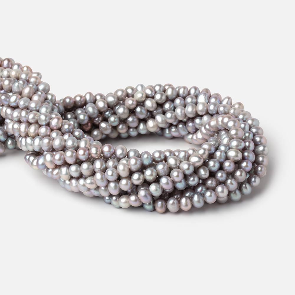 6.5x5.5mm Silver Off Round Freshwater Pearls 16 inch 72 Beads