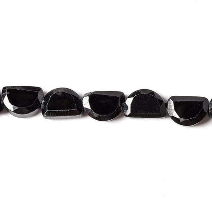 6.5x5mm Black Spinel bezel faceted half moon beads 13 inch 49 pieces