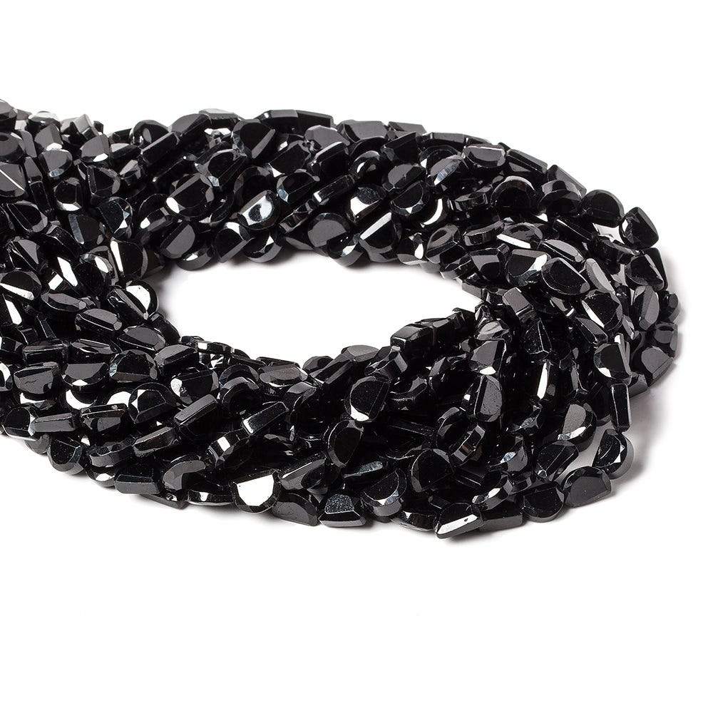 6.5x5mm Black Spinel bezel faceted half moon beads 13 inch 49 pieces