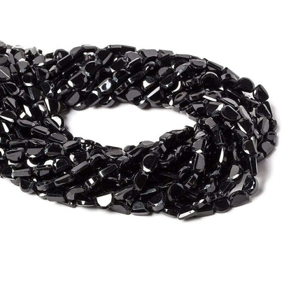 6.5x5mm Black Spinel bezel faceted half moon beads 13 inch 49 pieces