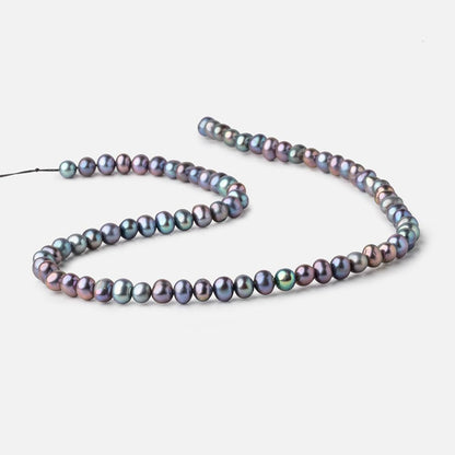 6.5x5mm Peacock Off Round Freshwater Pearls 15.5 inch 74 Beads