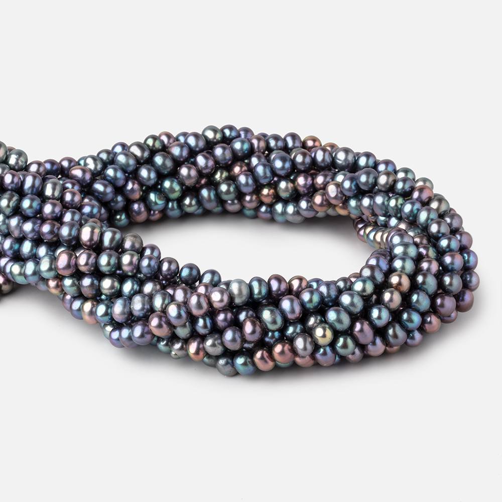 6.5x5mm Peacock Off Round Freshwater Pearls 15.5 inch 74 Beads