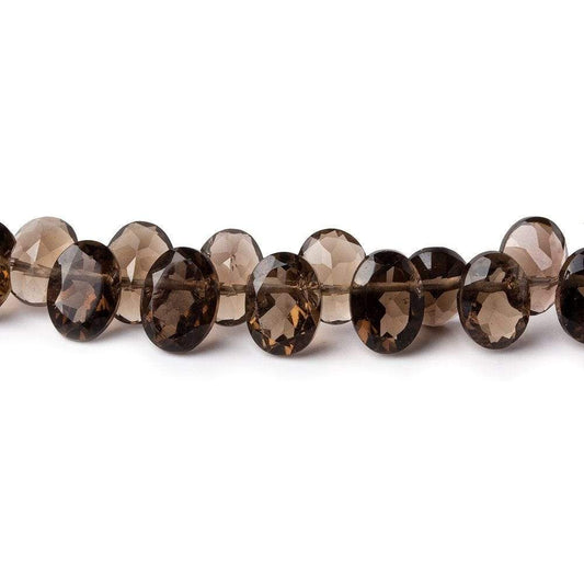 6.5x5mm Smoky Quartz Pavilion Faceted Oval Beads 13 inch 100 pieces