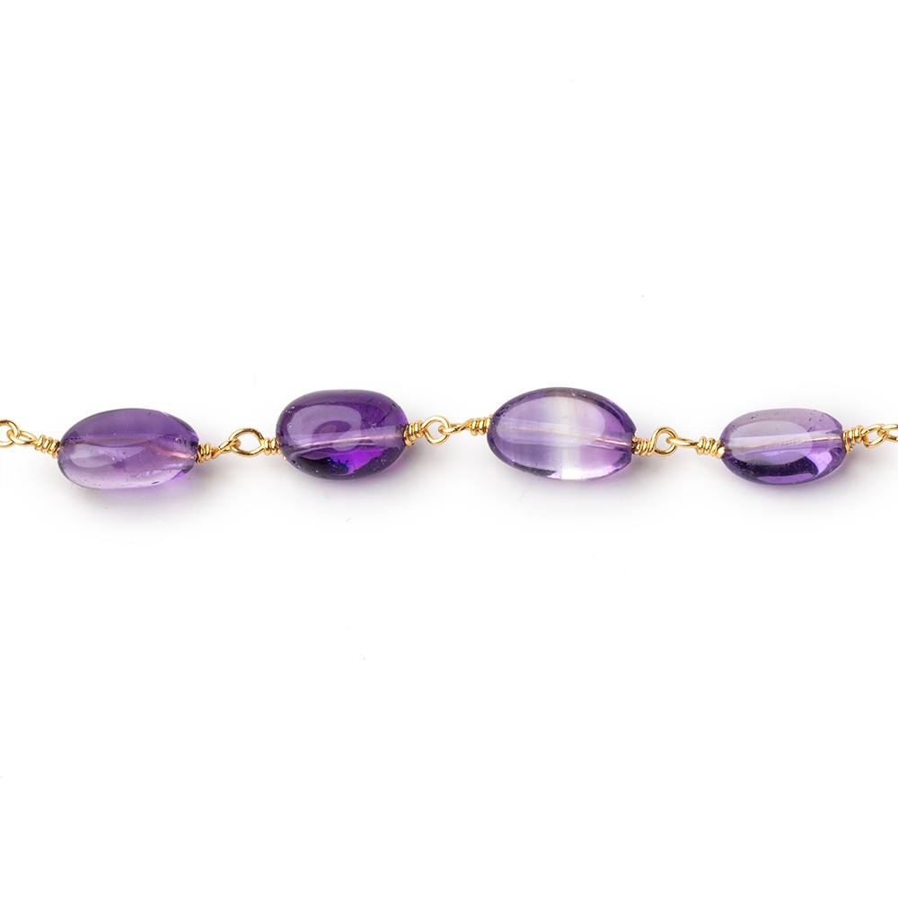6.5x6.5-10x6.5mm Amethyst Plain Nuggets on Gold Plated Chain