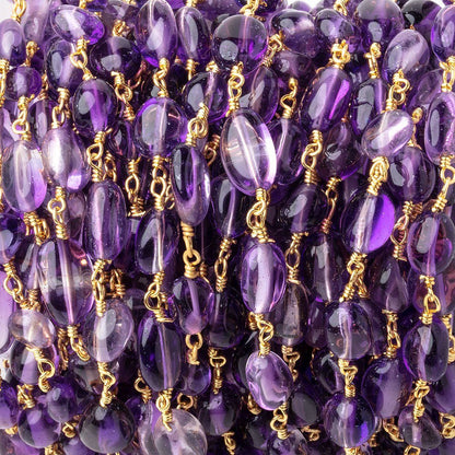 6.5x6.5-10x6.5mm Amethyst Plain Nuggets on Gold Plated Chain