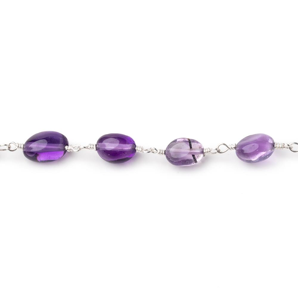 6.5x6.5-10x6.5mm Amethyst Plain Nuggets on Silver Plated Chain
