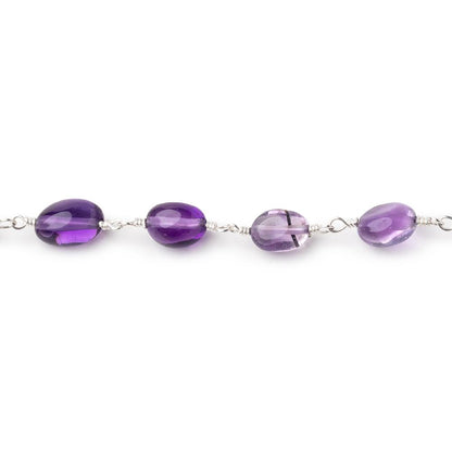 6.5x6.5-10x6.5mm Amethyst Plain Nuggets on Silver Plated Chain