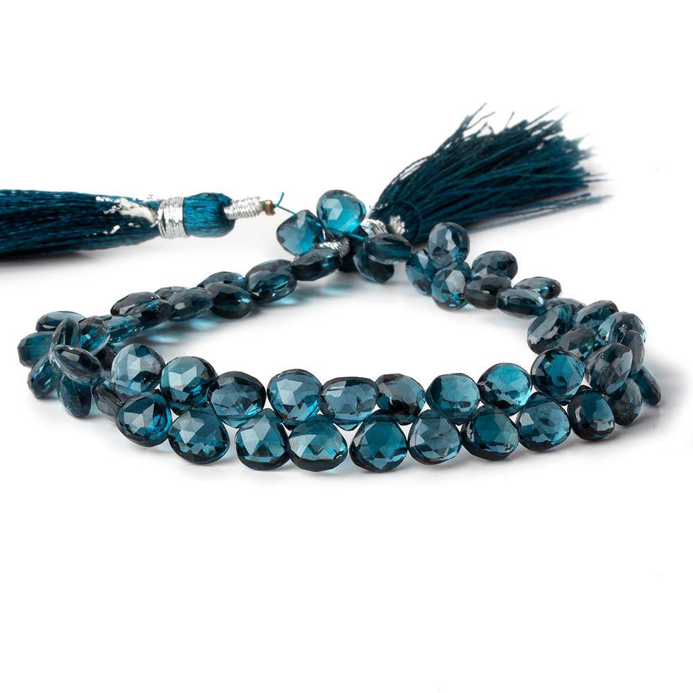 5-6mm London Blue Topaz Heart Briolette 8.25 inch 60 pieces AAA