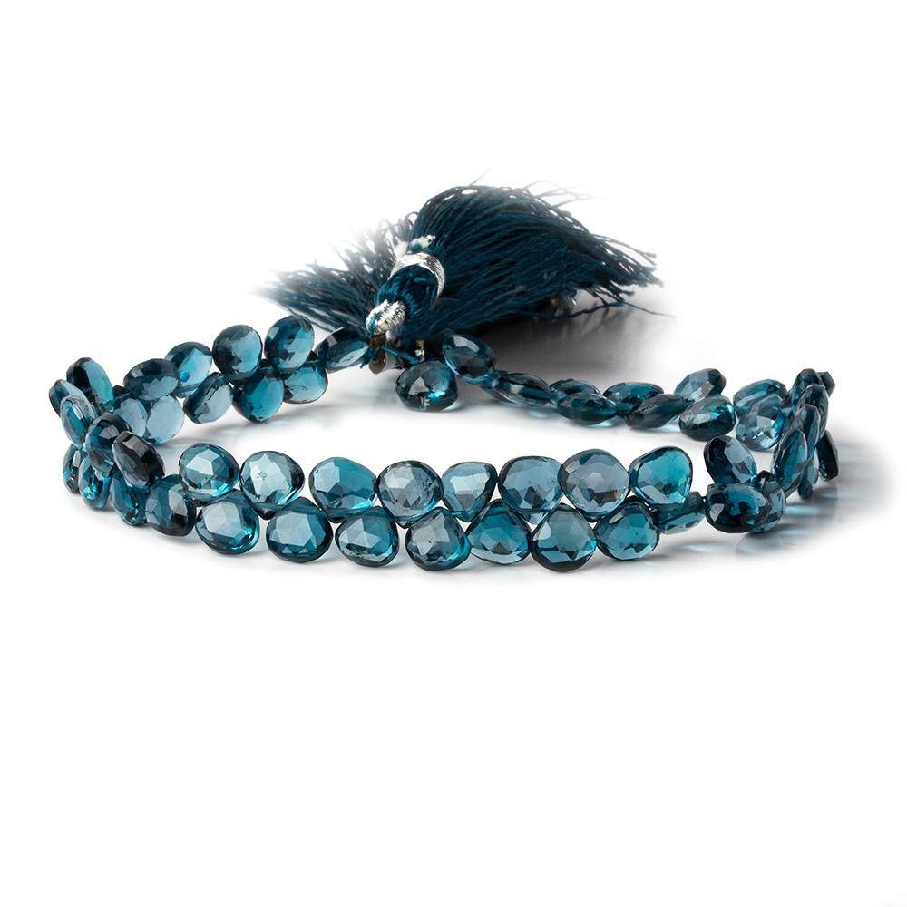 7-7.5mm London Blue Topaz Heart Briolettes 8 inch 47 pieces AA