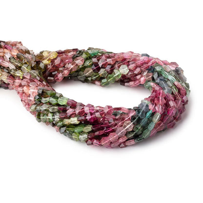 6.5x6mm Multi Color Tourmaline Faceted Hexagon Beads 15 inch 66 pieces AA