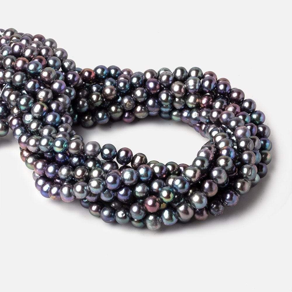 6.5x7mm Peacock Off Round Freshwater Pearls 16 inch 60 pieces