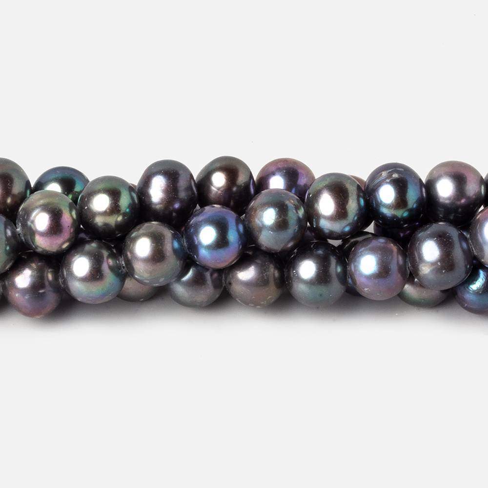 6.5x7mm Peacock Off Round Freshwater Pearls 16 inch 60 pieces