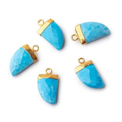 17x10mm Gold Leafed Turquoise Howlite Horn Pendant 1 piece