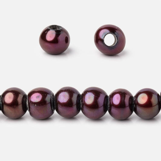 6-7mm Dark Wine Red Large Hole Off Round Freshwater Pearls 2.5mm ID 72 pcs