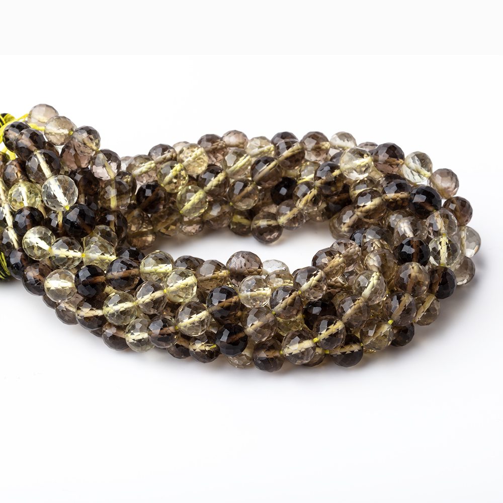 6.5mm Bi Color Quartz faceted round beads 10 inch 42 pieces