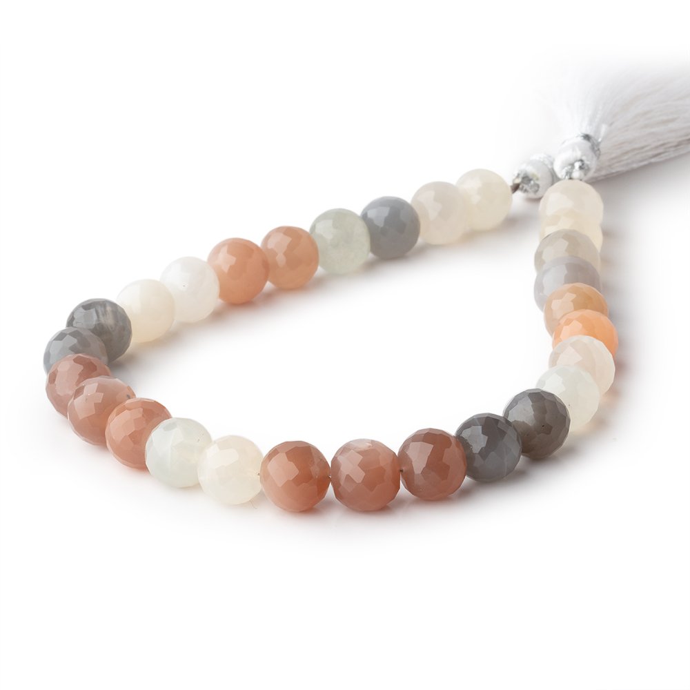 9-9.5mm Multi-color Moonstone faceted rounds 9.25 inch 28 Beads