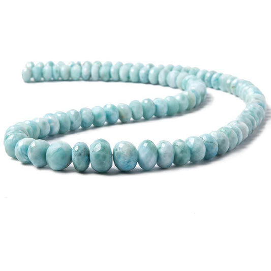 6.9-11.5mm Larimar faceted rondelle beads 19 inches 94 pieces AA