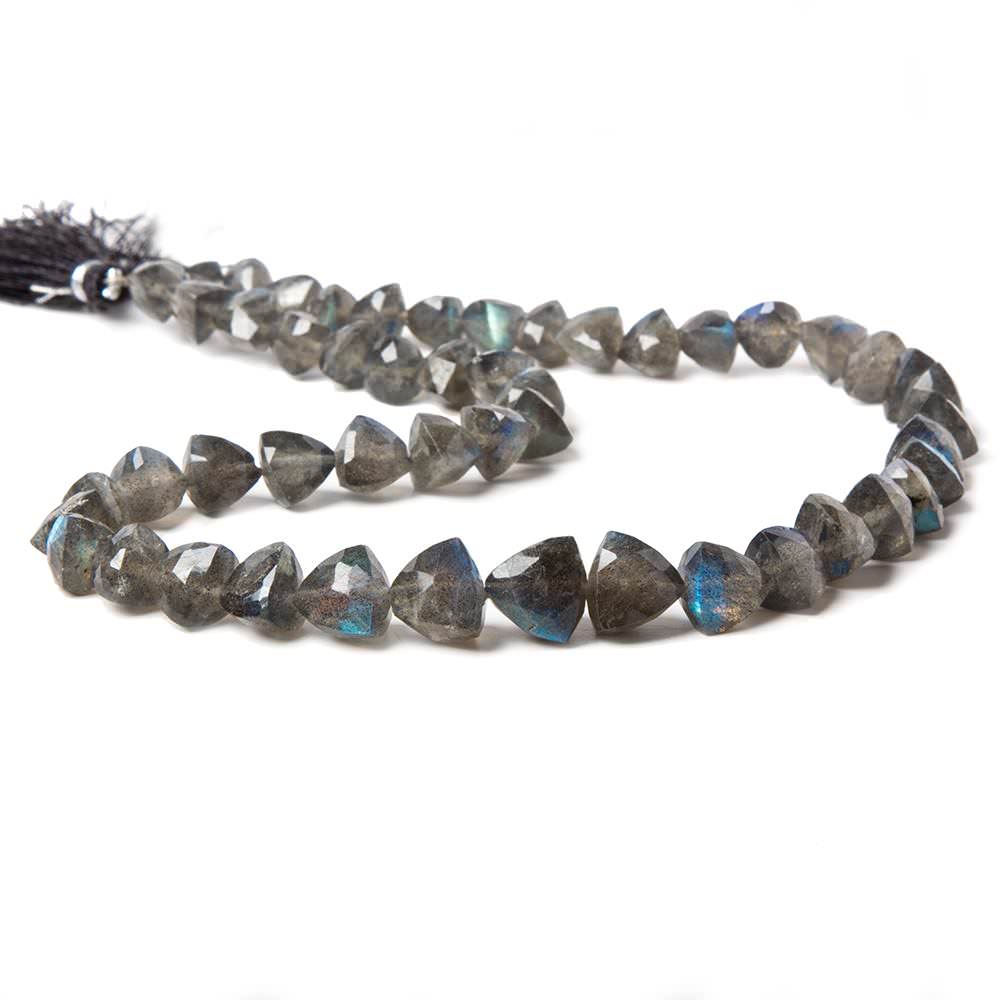 6mm - 10mm Labradorite Straight Drill Faceted Trillion Beads 15 inch 51 beads