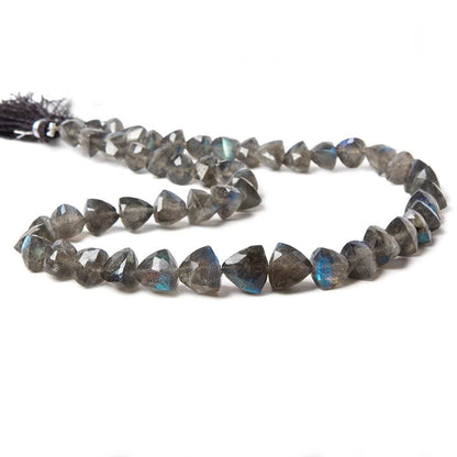 6mm - 10mm Labradorite Straight Drill Faceted Trillion Beads 15 inch 51 beads