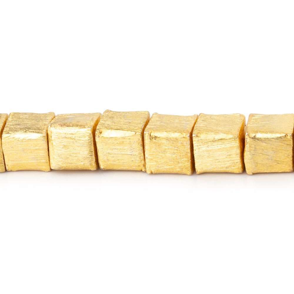 6mm 22kt Gold plated Copper Brushed Cube 8 inch 32 Beads