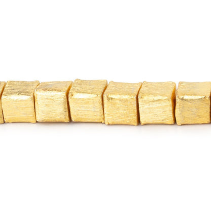 6mm 22kt Gold plated Copper Brushed Cube 8 inch 32 Beads
