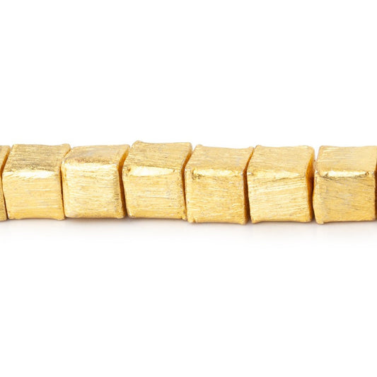 6mm 22kt Gold plated Copper Brushed Cube 8 inch 32 Beads