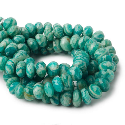 6mm - 7.5mm Russian Amazonite Faceted Rondelle Beads 8 inch 41 pcs