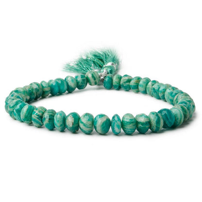 6mm - 7.5mm Russian Amazonite Faceted Rondelle Beads 8 inch 41 pcs