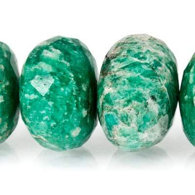 6mm - 7.5mm Russian Amazonite Faceted Rondelle Beads 8 inch 41 pcs