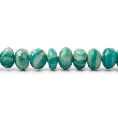 6mm - 7.5mm Russian Amazonite Faceted Rondelle Beads 8 inch 41 pcs
